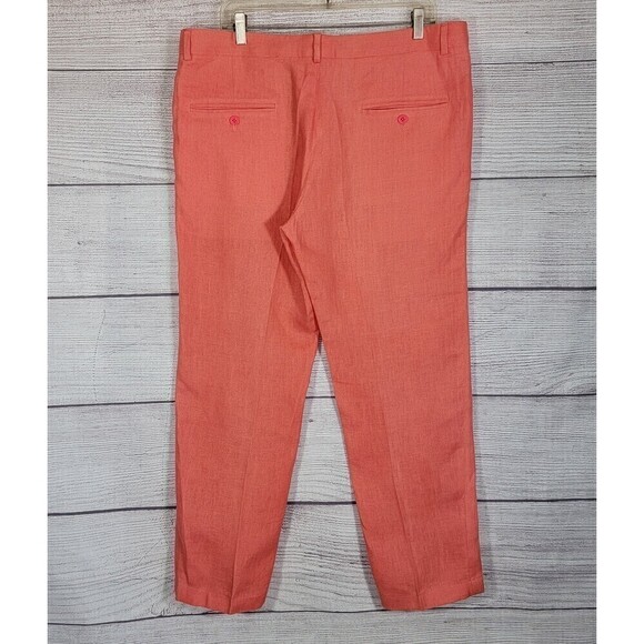 MALVI Castaneda Moda Joven Linen Pants Coral Size 36 - Picture 2 of 5